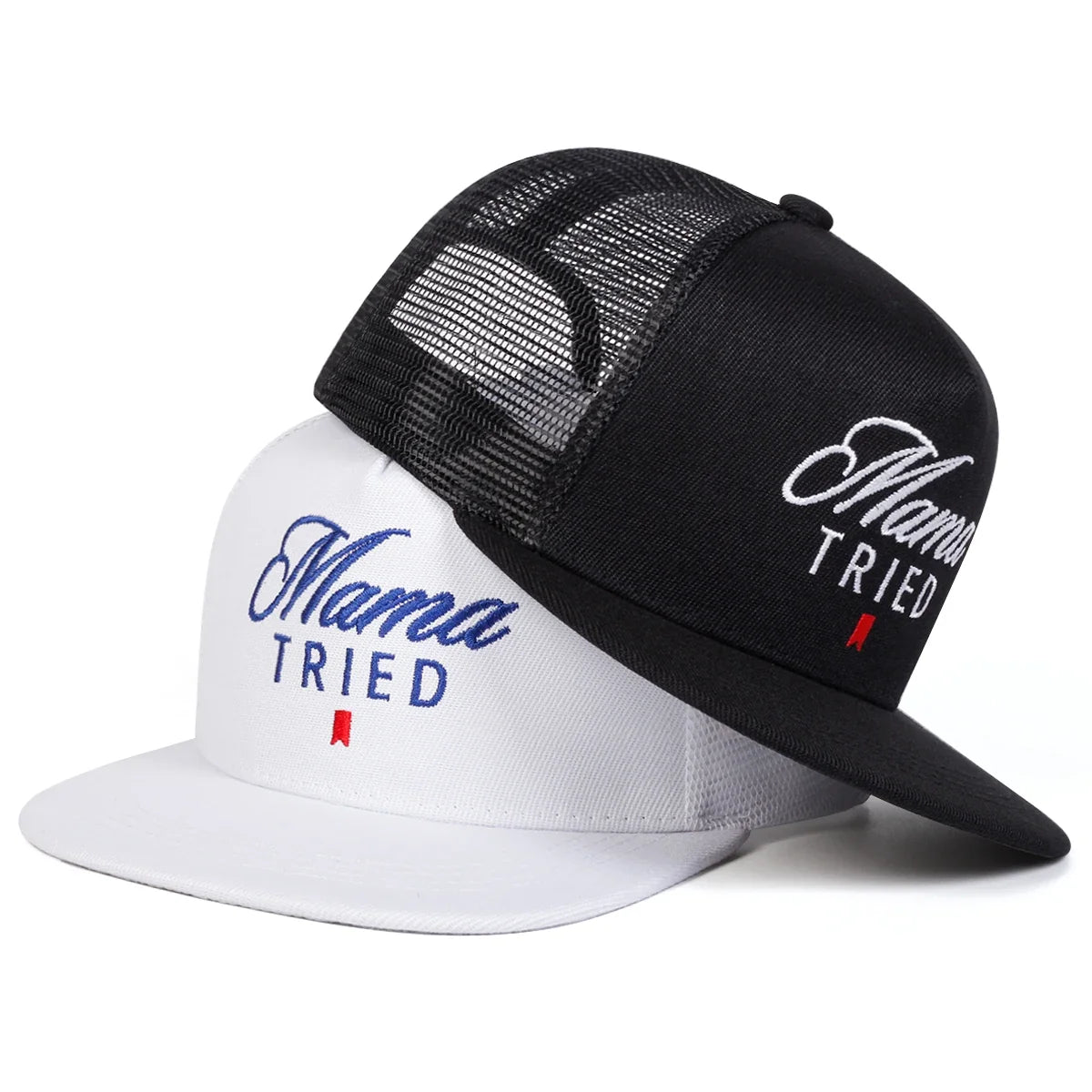 Unisex Mama TRIED Letter Embroidery Hip-hop Net Hats Spring Summer Outdoor Adjustable Casual Baseball Caps Sunscreen Hat