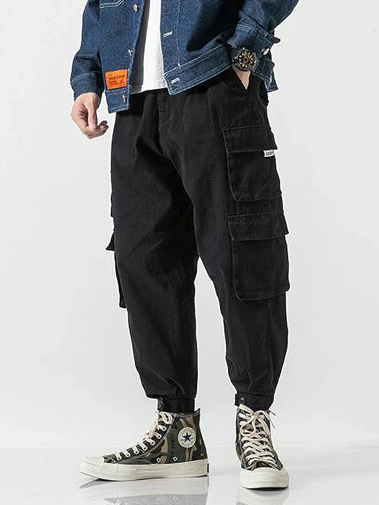 Korean Streetwear Cargo Jogger Pants Men Joggeing Loose Casual Sport Ankle-Lenght Trousers Fashion Sweatpants Male