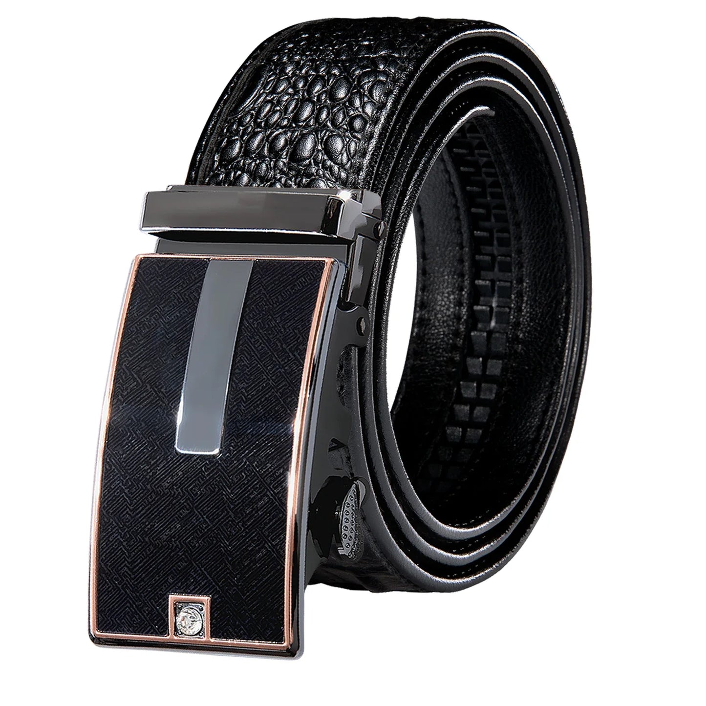 Crocodile Designer Luxury Genuine Leather Belts for Men Casual Jeans Belt Strap Gold Automatic Buckle Black Belt PD-2036
