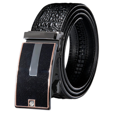 Crocodile Designer Luxury Genuine Leather Belts for Men Casual Jeans Belt Strap Gold Automatic Buckle Black Belt PD-2036