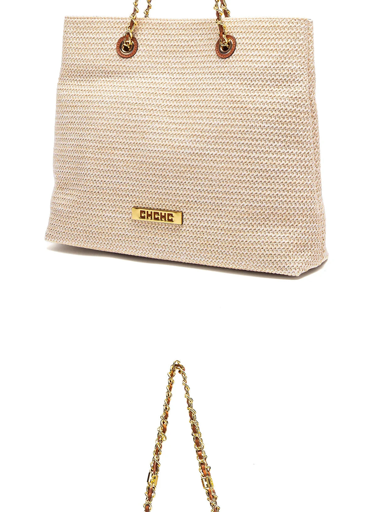 Fashion Classic Retro Stripe Women's New Chain Bag Large Capacity PP Material Women's Shoulder Bag