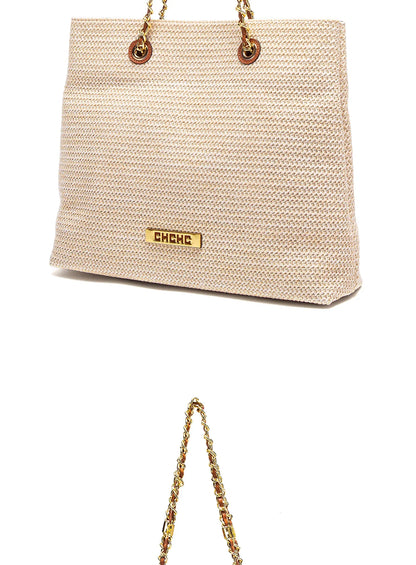 Fashion Classic Retro Stripe Women's New Chain Bag Large Capacity PP Material Women's Shoulder Bag