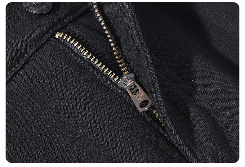 Winter Men's Fleece Warm Jeans Classic Black Plush Loose Straight Business Casual Pants Thermal Male Clothing 40 42 44