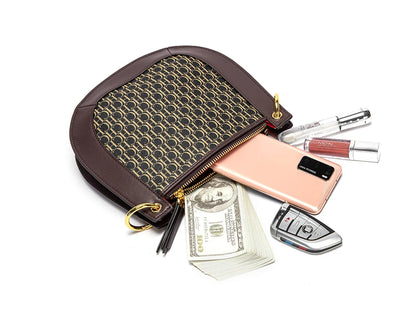 Women's Saddle Bag 2024 New Splicing Design Single Shoulder Bag with Detachable Wide Shoulder Strap