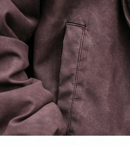 Winter Heavyweight Mens Jacket Japanese Vintage PU Coated Windproof Thick Fleece Lined Warm Distressed Streetwear Long Coat Male