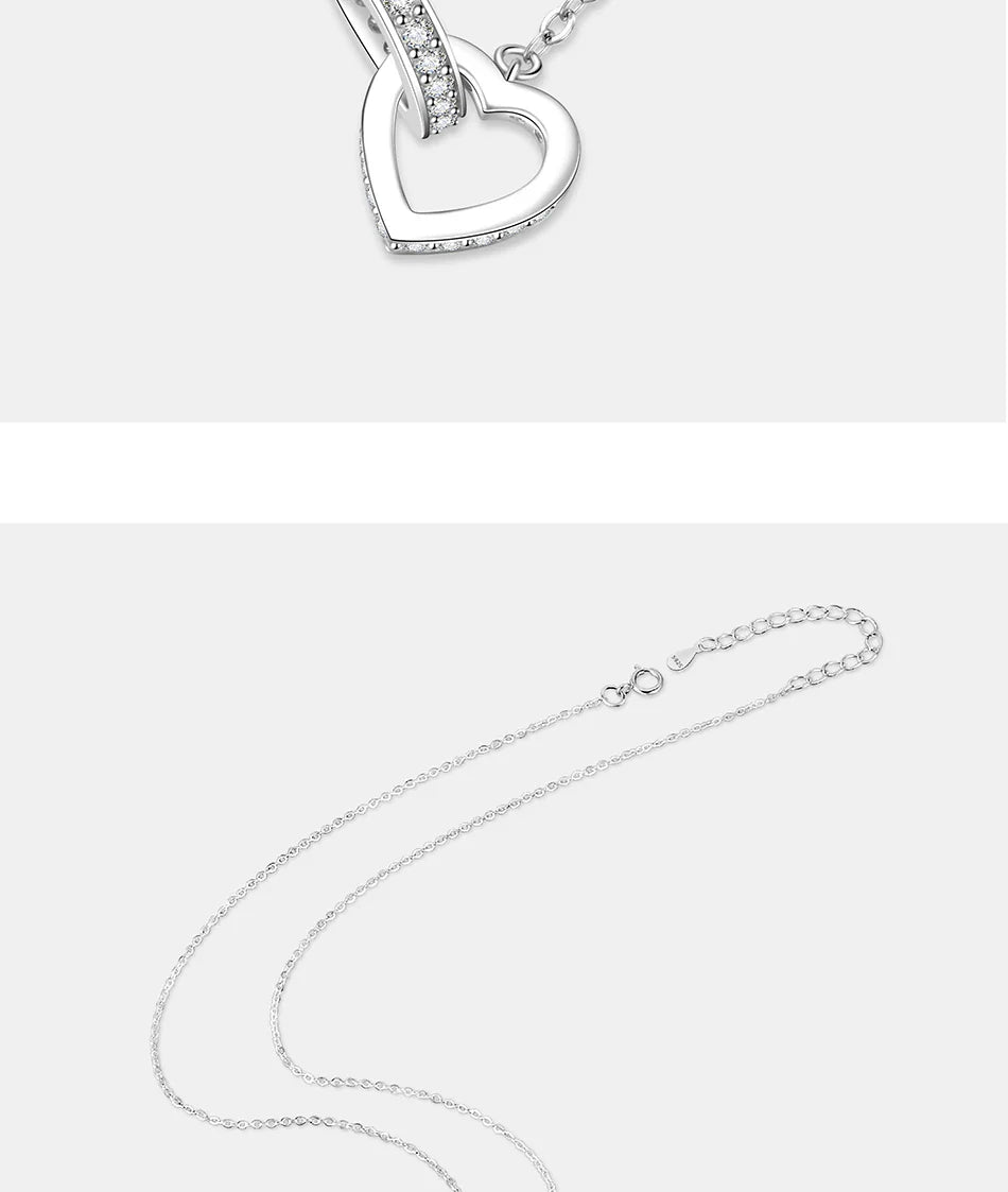 All Moissanite Necklace for Women S925 Pure Silver Double Heart Design Laboratory Diamond Pendant Fashion Luxury Jewelry