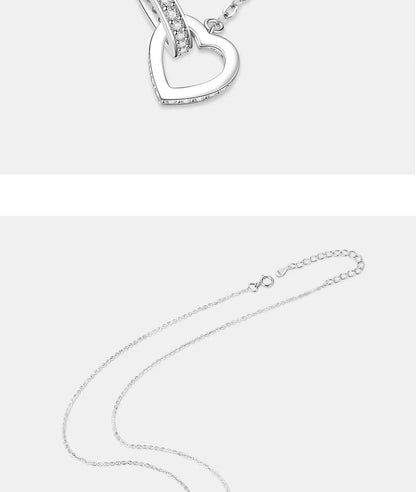 All Moissanite Necklace for Women S925 Pure Silver Double Heart Design Laboratory Diamond Pendant Fashion Luxury Jewelry