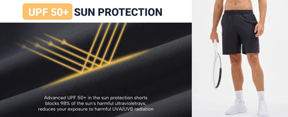 Men's UPF 50+ Athletic Running Shorts 8 inches Quick Dry Lightweight Workout Gym Sports Hiking Shorts with 3 Pockets