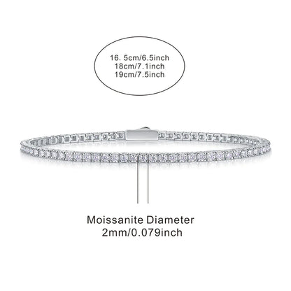 S925 Sterling Silver Moissanite Tennis Bracelet for Women Simple Row Design Elegant Sparkling Jewelry for Daily Wear