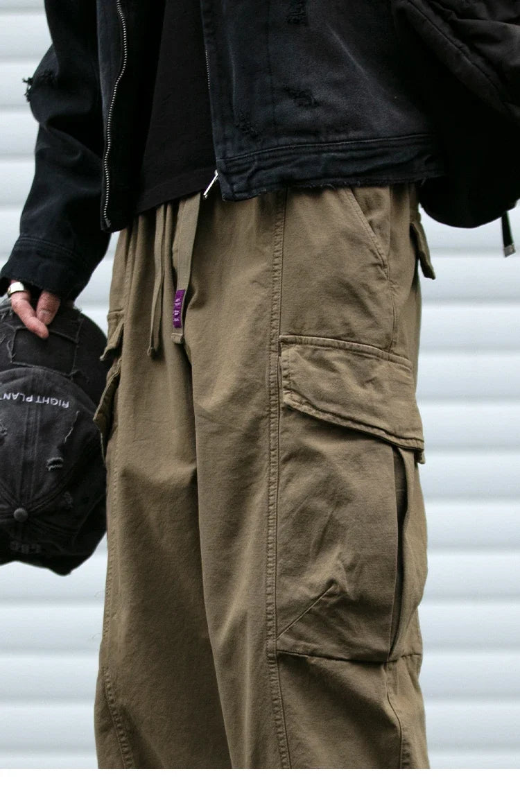 Oversized Cargo Pants For Men Multi Pocket Loose Fit Streetwear Casual American Style Korean Trendy Fashion Straight Leg Pants