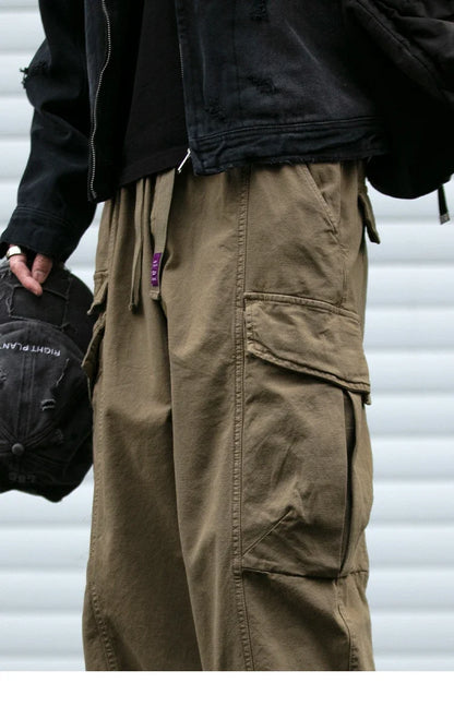 Oversized Cargo Pants For Men Multi Pocket Loose Fit Streetwear Casual American Style Korean Trendy Fashion Straight Leg Pants