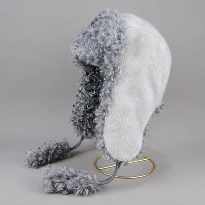 Real Fur Wool Hat Unisex New Winter Warm Bomber Russian Ushanka Hats With Ear Flaps Cow Leather Thick Snow Earflaps Baseball Cap