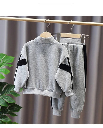 Spring Autumn Baby and Boys Half Zip Workout Sweatshirt+Sweatpant Set School Kids 2PCS Tracksuit Child Jogger Outfit 1-10Yr