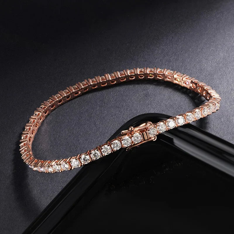 Real D Color Full 2/2.5/3/4/5/6.5mm Moissanite Tennis Bracelet For Women S925 Plated 18K Rose Gold Diamond Link Bracelets