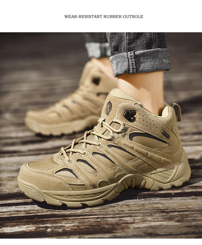 Men Desert Boots Men Outdoor Suede Ankle Boots Tactical Combat Boots Work Safty Shoes for Men Casual Waterproof Hiking Shoes