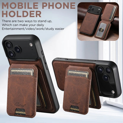 2 in 1 Leather Case For iPhone 17 Promax Air 16 Pro max 15 Plus 14 Pro 13 12 Wireless Charging Kickstand Card Slots Phone Cover