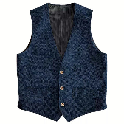 Men Vest Brown Herringbone Single Button Waistcoat Vintage Regular Slim For Wedding Banquet Work Business Casual Men Suit Vest