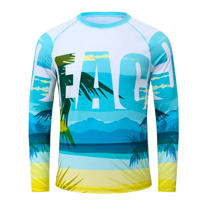 Men's Summer Fishing Shirt for Beach Vacation Swimming T-shirt, Quick-dry UPF 50+ Rash Guard Breathable Top for Board Sports