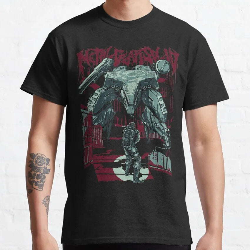 2025 Classic Metal Gear Solid 2: SONS OF LIBERTY Island Maker Men's Solid Color Snake Fox Hunting Game Cotton Round Neck T-shirt