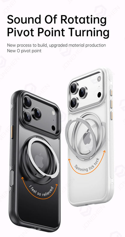 360° Mechanical Torque-Sound Rotating Holder Magnetic Case For iPhone Air 16 15 Plus 14 13 17 Pro Max Armor Cover For Magsafe
