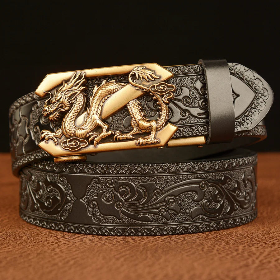 New Retro Fashion Business Men's Belt Western Automatic Buckle Cowboy Casual Style Luxury Brand Punk Belt Men