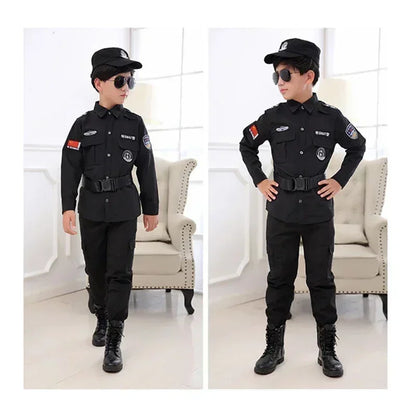 Nieuwe Cosplay Kids Politie Kostuums Kids Kerstfeest Carnaval Uniform Politie Halloween Jongens Leger Politie Kleding Cadeau Set