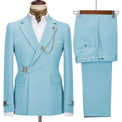 New casual Black men's suits slim two-piece business Korean version of the groom and best man wedding dress