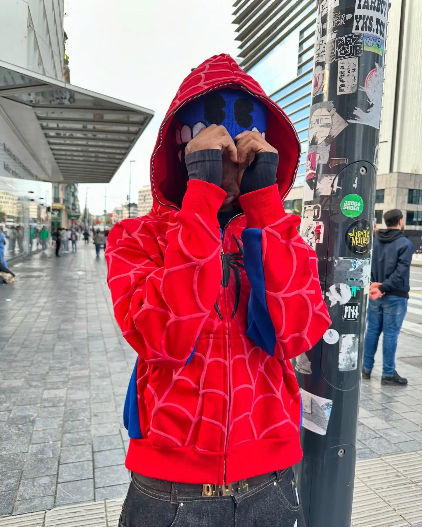 American Retro Spider Patchwork Print Hoodies Fashion Oversized Loose Full Zipper Hoodie Men Jacket Gothic Street Y2k Sweatshirt
