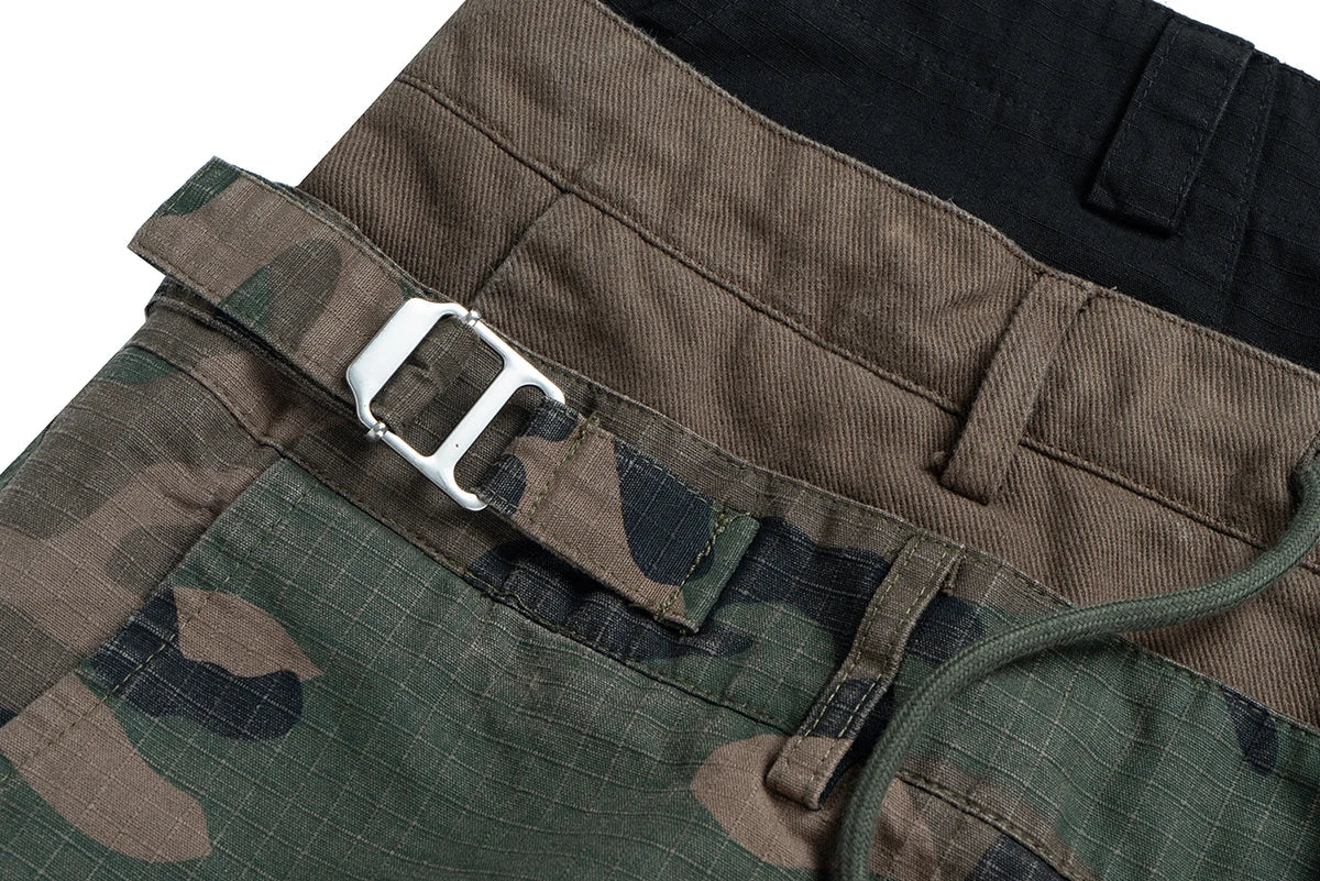 Three Waisted Camouflage Cargo Pants for Men Streetwear Patchwork Baggy Jeans Wide Leg Casual Loose Denim Trousers Oversized