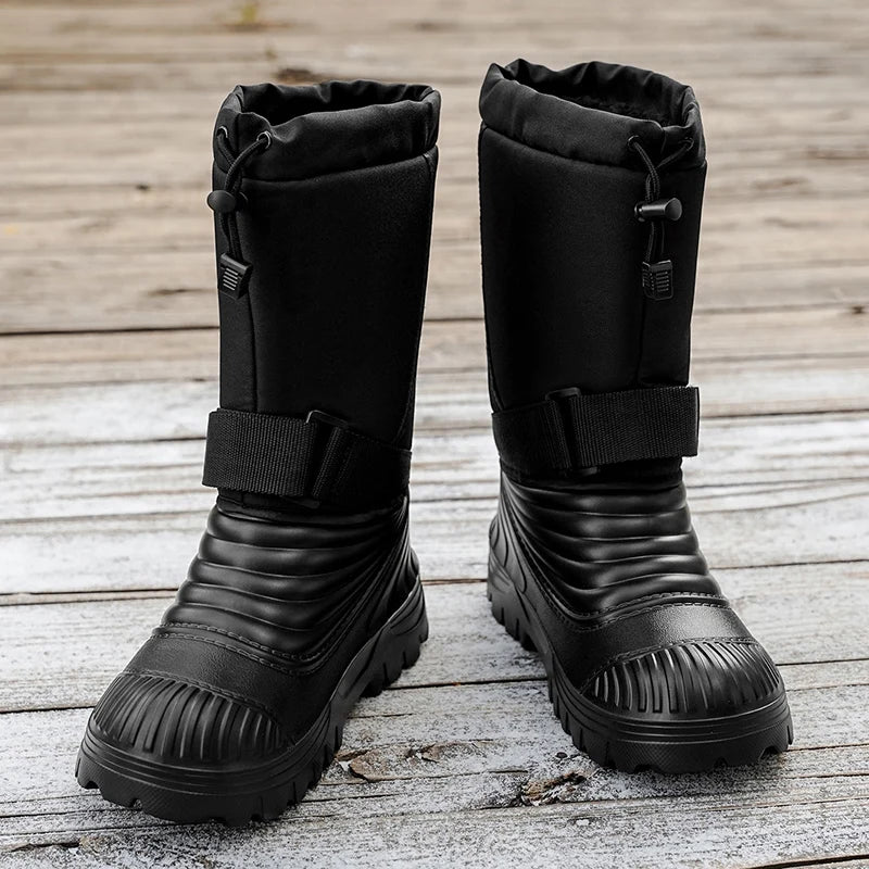 Men's New Snow Boots for Autumn and Winter, Fleece-Lined and Thickened, Cold-Proof, Outdoor Warm, Waterproof, Anti-Skiing, Hiking Boots