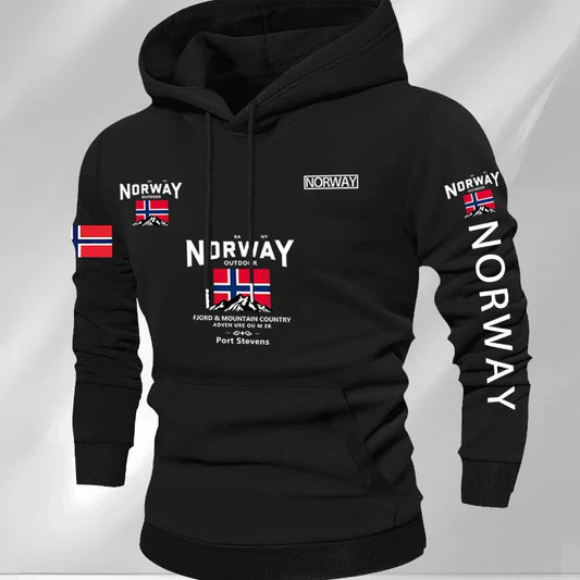 Norway Autumn winter models Men's Fleece windproof Warm 100%Cotton Oversized Hoodie Outdoor Commuter Men's High Elastic top