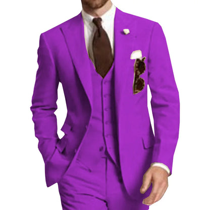 Business Party Best Men wedding Suit Peaked Lapel Two Button Custom Made Wedding Groom Tuxedos Jacket Pants Vest