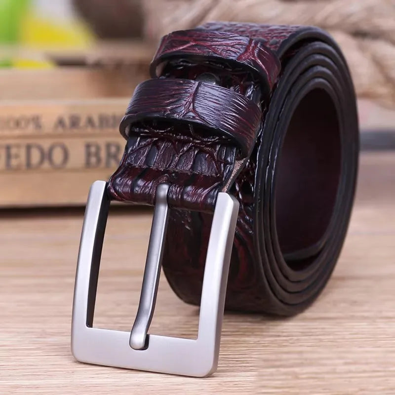 3.8CMNew Fashion Luxury Crocodile Skin Design men belt Genuine Leather Pin Buckle Alligator Jeans belts for Men's Cinto