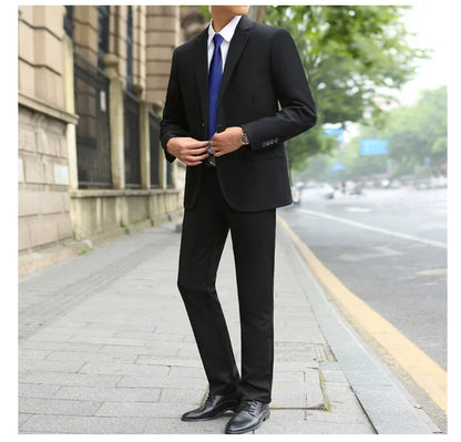 Men's M-10XL Spring New Wedding Fashion Handsome Suit Business Cargo Trousers Plus Size Two Sets Fat Friendly Clothing
