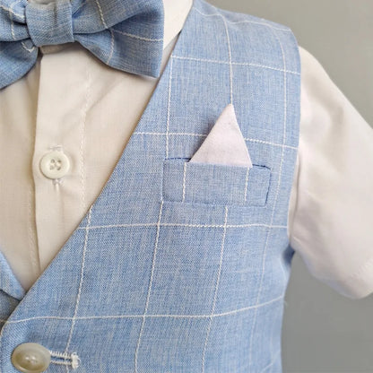 Baby Boys Formal Birthday Photograph Suit Kids Vest Shirt Pants Bowtie Wedding Dress Teenager Suit Children Graduation Costume