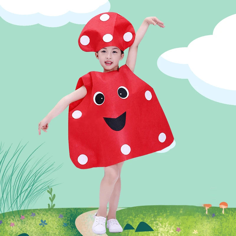 1Set Children Cosplay Fruit Veggie Costume Funny Holiday Party Cute Clothes Suit Children Performance Overclothes Stage Costume