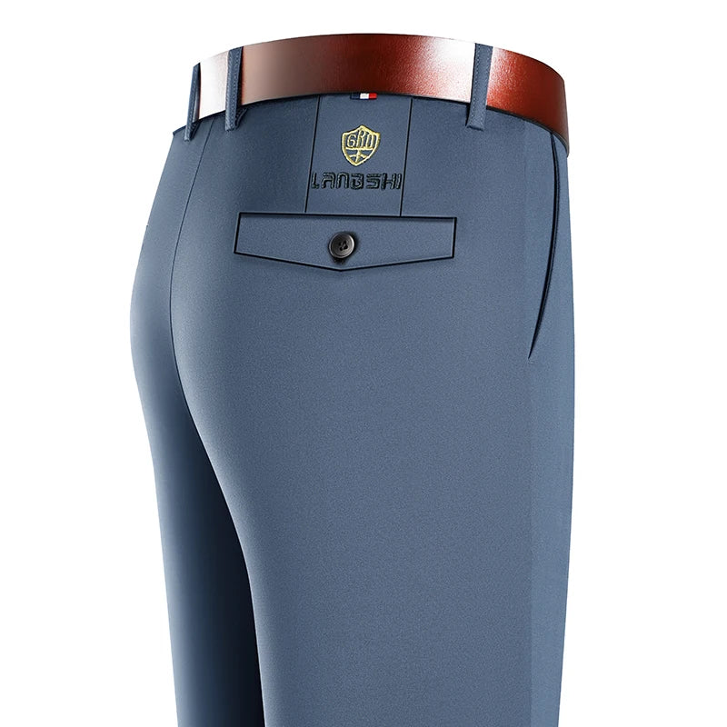 Mens Business Casual Pants Stretch Dress Pants Wrinkle Free Suit Pants Embriodery 4-Way Stretch Formal Dress Pants