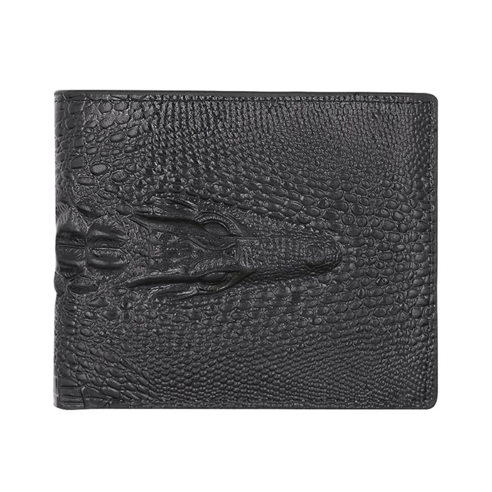 PU Leather Fashion Luxury Cattle Male Quality Design Crocodile Emboss Simple Standard Brand Wallet Handy Purse Men