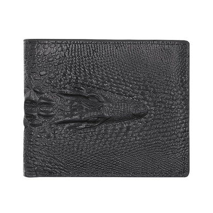 PU Leather Fashion Luxury Cattle Male Quality Design Crocodile Emboss Simple Standard Brand Wallet Handy Purse Men
