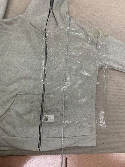 Autumn/Winter Leopard Grey Double sided Zipper Hoodie Men's Casual High Street Warmth Hoodie men's autumn clothing  2025 new