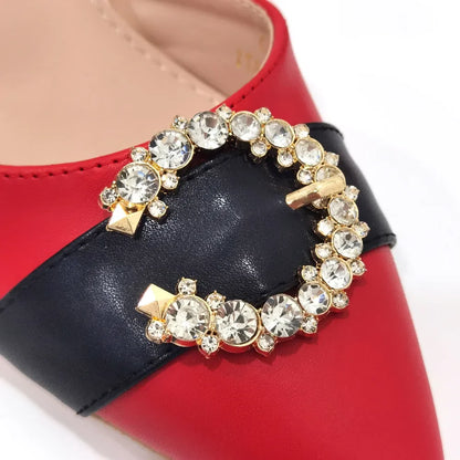 2022 Italian Design Leather Colorblock Pointed Toe High Heel Women's Sandals Fashion Everyday Matching Shoes and Bag Sets