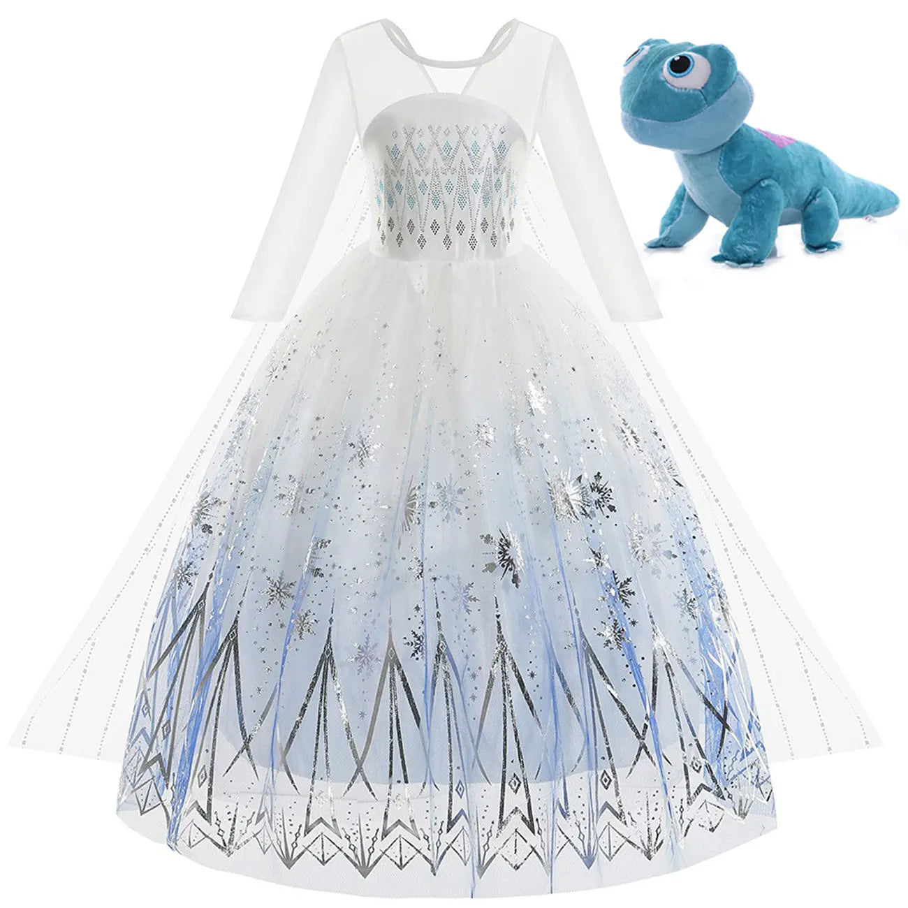 Halloween White Frozen Costumes for Girl Cosplay Elsa Princess Dress Long White Dress Halloween Carnival Dress Fire Spirit Olaf