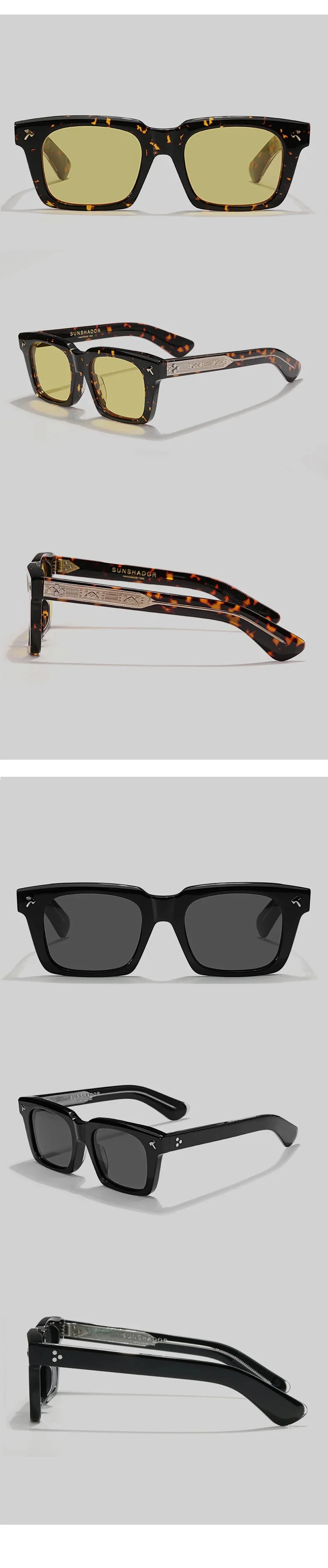 Top Quality Luxury Square Acetate Men Sunglasses Women Classic Sunglasses Outdoor UV400 Protection Custom Prescription Lenses