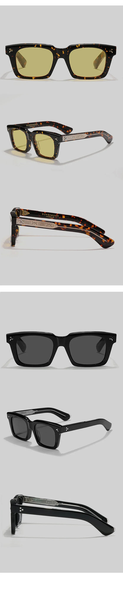 Top Quality Luxury Square Acetate Men Sunglasses Women Classic Sunglasses Outdoor UV400 Protection Custom Prescription Lenses