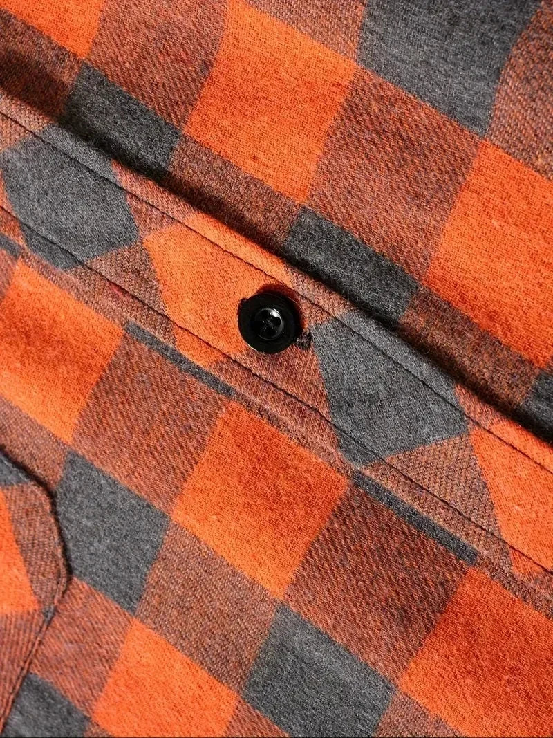 Spring Autumn Men Hoodie Sweatshirt Classic Plaid Casual Button Hooded Long Sleeve coat Double Pockets Hoodie men cardigan Tops