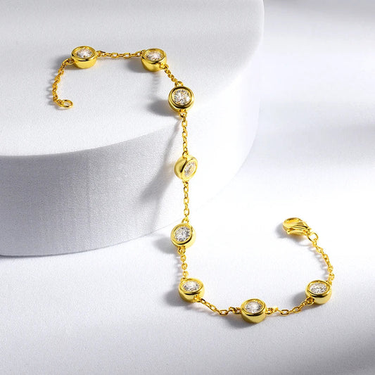 Bracelet classique à bulles en moissanite de 4 mm pour femmes, 8 pierres, bracelet de tennis étincelant en diamant de laboratoire, argent sterling 925