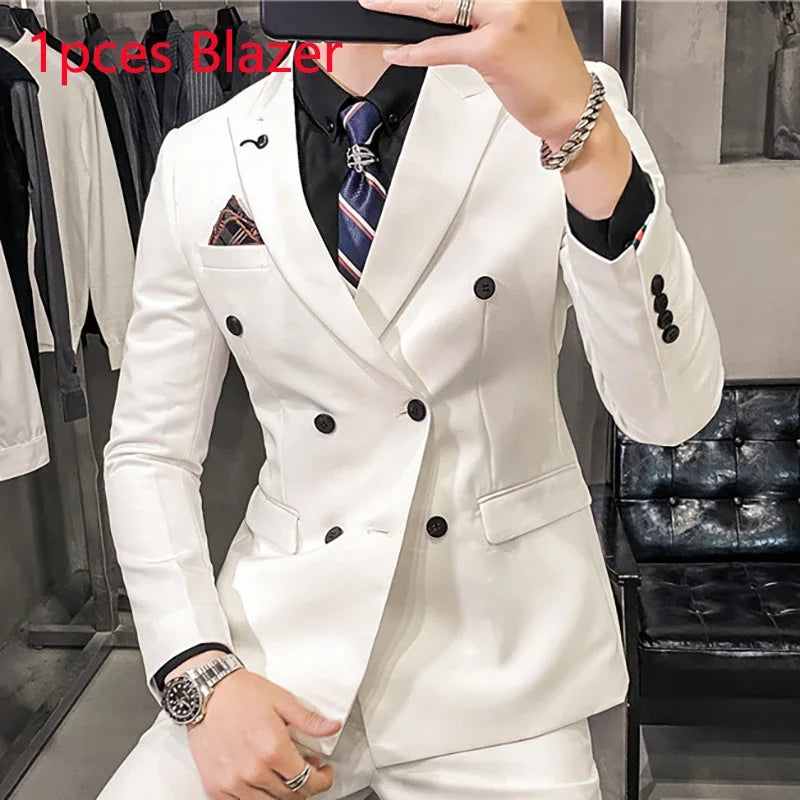 25 Colors 1 Pcs Blazer No Pants S-7XL New Wedding Dress Formal Business Slim Mens Suit Jacket Plaid Striped Solid Color