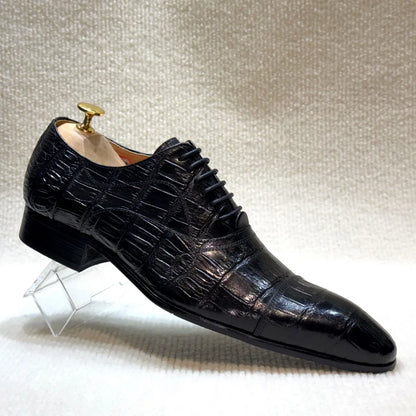 Men's Genuine Leather Oxford Dress Shoes Classic Wingtip Lace-Up Formal Shoes for Wedding Party Business Office
