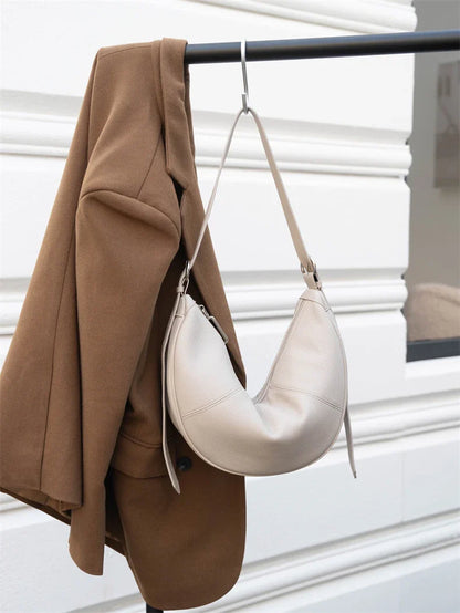 Slouchy Genuine Leather Hobo Bags For Women Luxury Cowhide Soft Crescent Shoulder Bag Crossbody Work Purses Handbags
