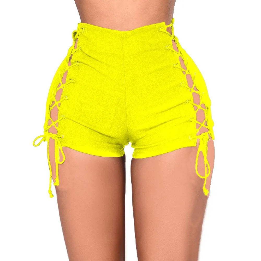 High Quality Summer Women Fashion Sexy Lace Up Denim Shorts 2025 Vintage Mid Waist Ripped Casual Hot Short Jeans Slim Streetwear